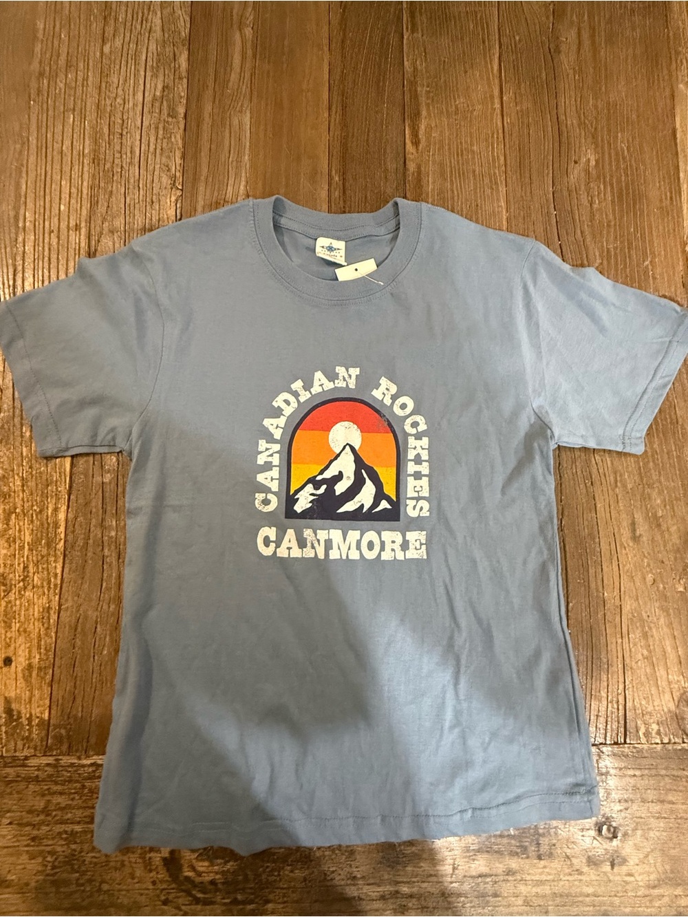 Canmore Canadian Rockies Graphic Tee - Light Blue Kids Short Sleeve